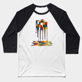 Melting Rubik's Cube Art Baseball T-Shirt